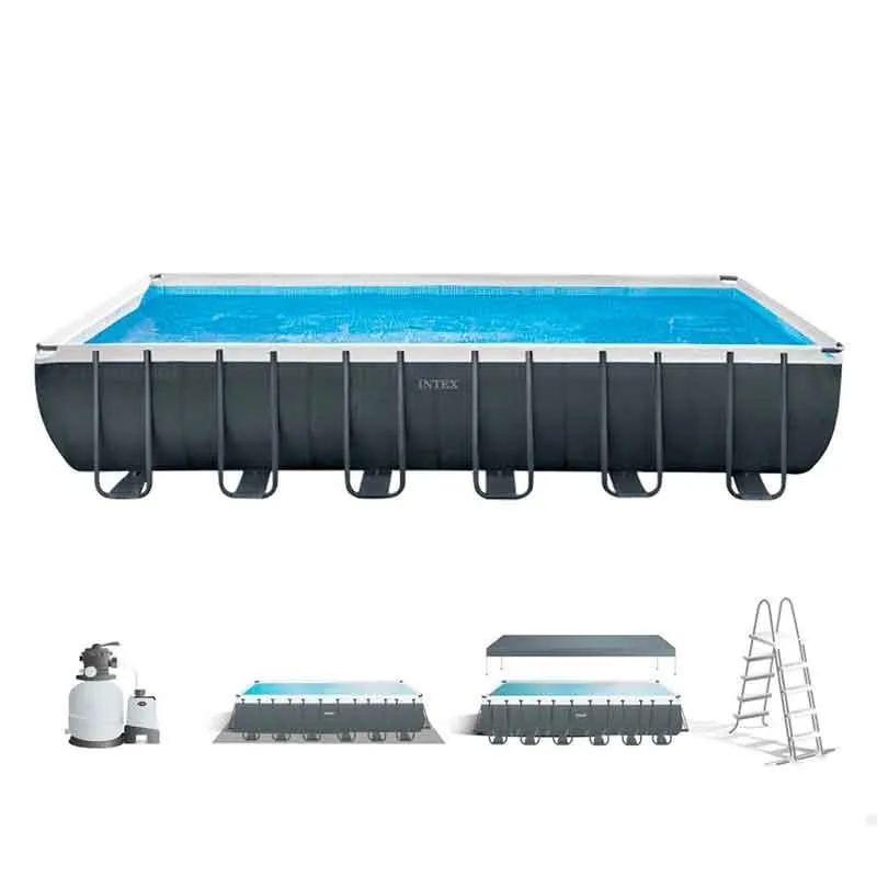 Piscina elevada Ultra XTR Frame Intex 31805L con depuradora gris 732x366 cm | 10' x 30' | 80cm Profundidad