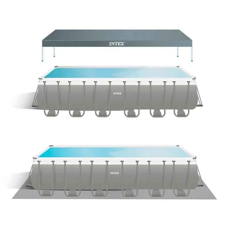 Piscina elevada Ultra XTR Frame Intex 31805L con depuradora gris 732x366 cm | 10' x 30' | 80cm Profundidad