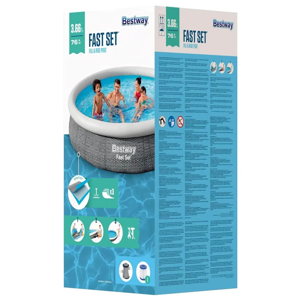 Piscina hinchable Bestway 5377L bomba de filtrado + paredes DuraPlus azul Ø366 cm | Resistente UV
