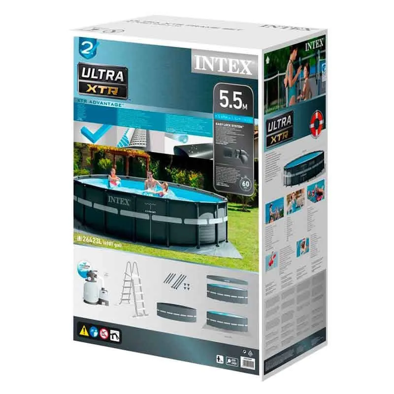 Piscina redonda desmontable Ultra XTR Frame Intex 26330L con depuradora gris negro Ø549x132 cm