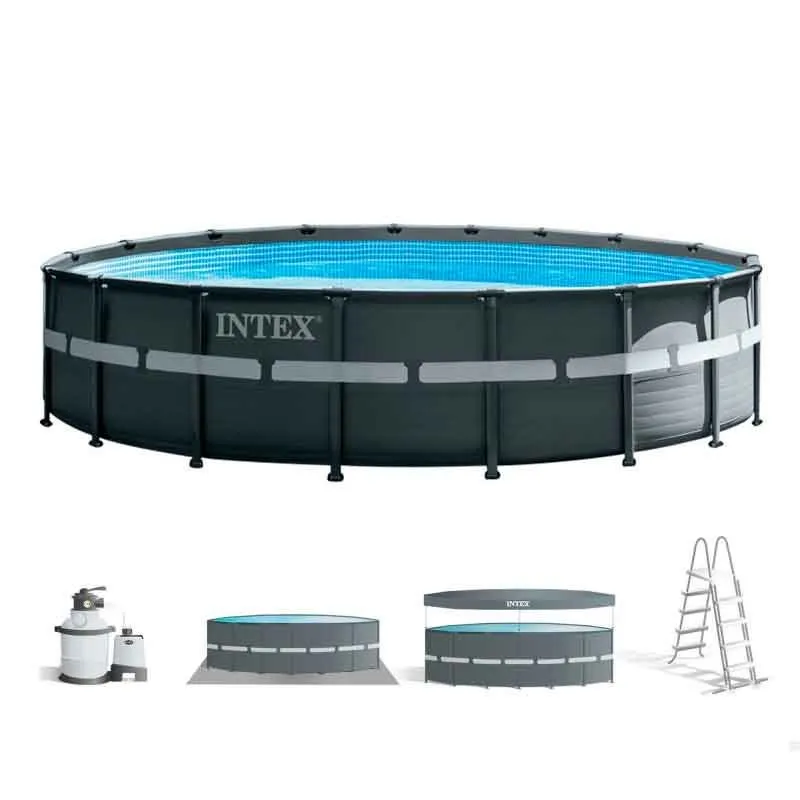 Piscina redonda desmontable Ultra XTR Frame Intex 26330L con depuradora gris negro Ø549x132 cm