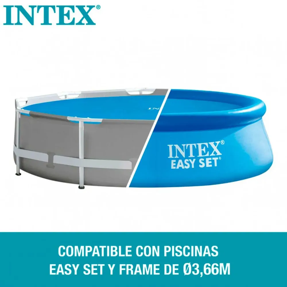 Cobertor circular Intex para piscinas Sencillo Set/Metal Frame azul Ø366 cm para Familias Grandes