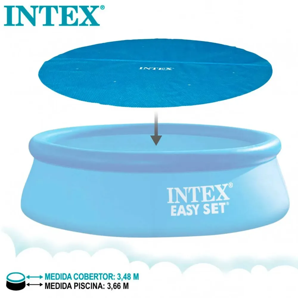 Cobertor circular Intex para piscinas Sencillo Set/Metal Frame azul Ø366 cm para Familias Grandes