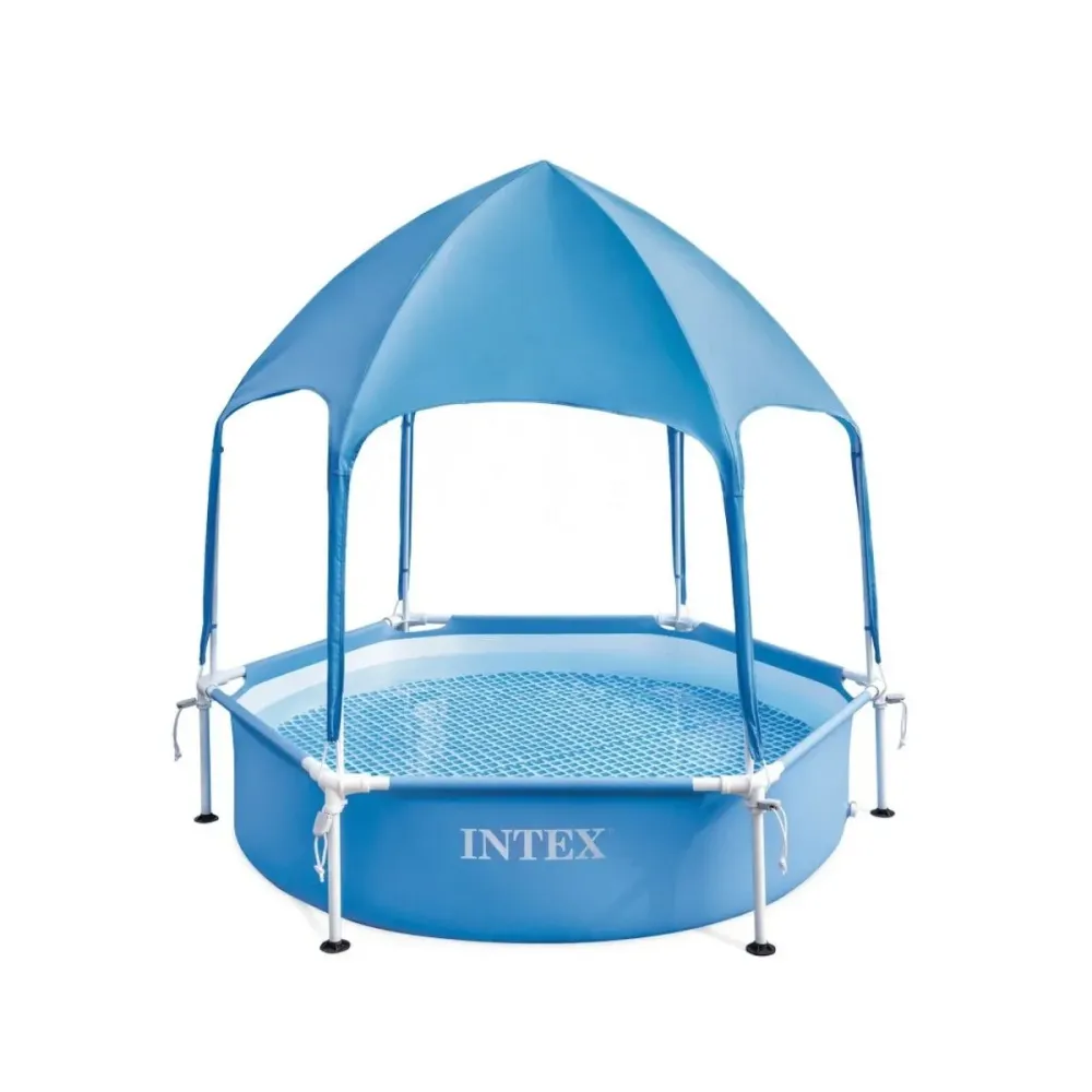 Completo con Accesorios Piscina desmontable Intex Canopy Acero Frame con toldo 700L azul Ø183x38 cm