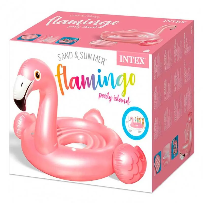 Flamenco isla hinchable Intex 4 personas +14A rosa 163x315x358 cm con Cubierta de Invierno