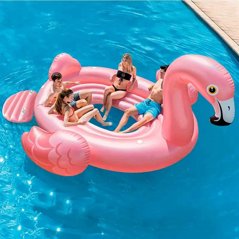 Flamenco isla hinchable Intex 4 personas +14A rosa 163x315x358 cm con Cubierta de Invierno