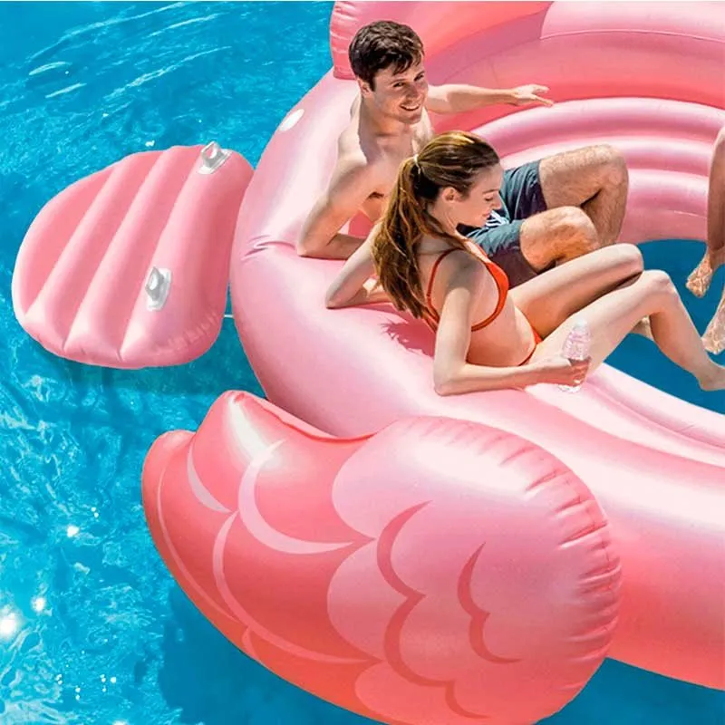 Flamenco isla hinchable Intex 4 personas +14A rosa 163x315x358 cm con Cubierta de Invierno
