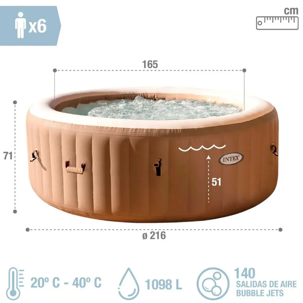 Jacuzzi hinchable Intex 1098L 6 personas con accesorios arena Ø216x71 cm