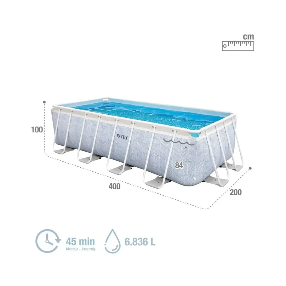 Piscina con Filtro Piscina desmontable Intex Chevron Prism Frame 6836L con depuradora gris 100x400x200 cm