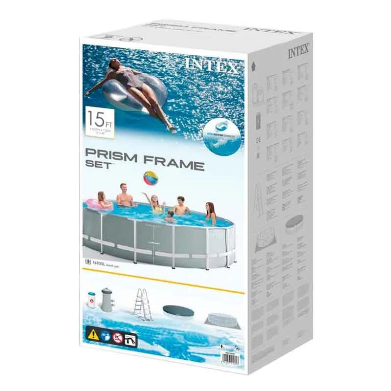Piscina desmontable redonda Prism Frame Intex con depuradora 16805L con accesorios gris Ø457x122 cm