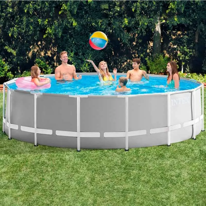 Piscina desmontable redonda Prism Frame Intex con depuradora 16805L con accesorios gris Ø457x122 cm