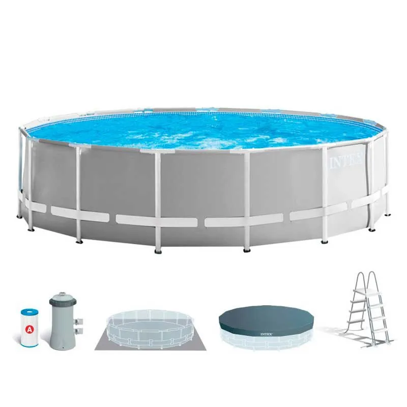 Piscina desmontable redonda Prism Frame Intex con depuradora 16805L con accesorios gris Ø457x122 cm