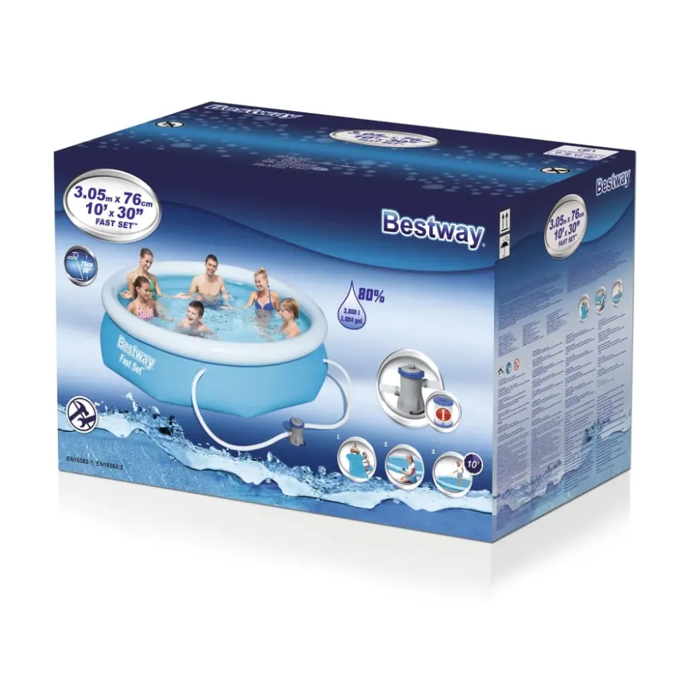 Piscina hinchable Bestway Rápido Set 3638L con bomba azul Ø305x76 cm