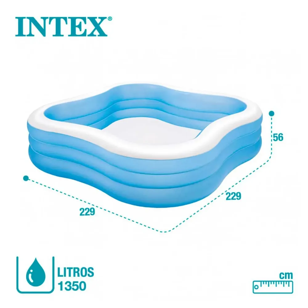 Piscina hinchable Intex ondulada 1250L +6A azul/blanco 229x229x56 cm