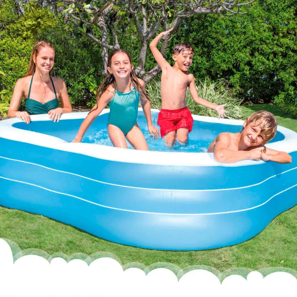 Piscina hinchable Intex ondulada 1250L +6A azul/blanco 229x229x56 cm
