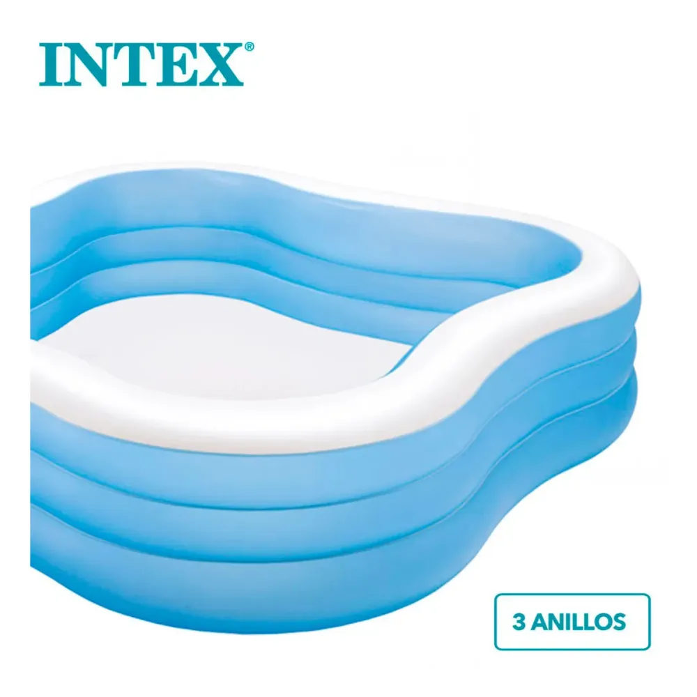Piscina hinchable Intex ondulada 1250L +6A azul/blanco 229x229x56 cm