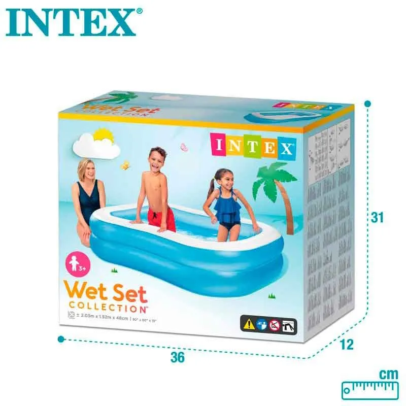 Piscina hinchable Wet Set Intex 540L +3A azul/blanco 203x152 cm