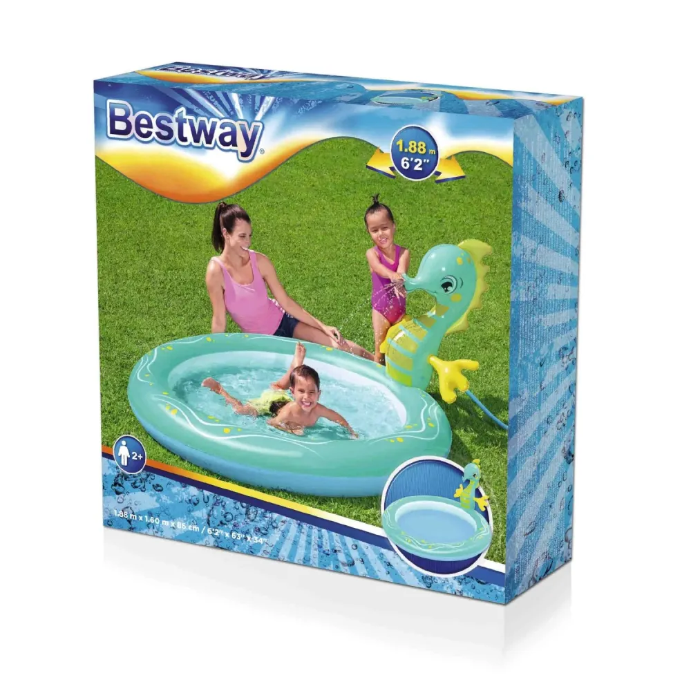 Piscina Inflable Caballito de Mar 1.88m x 1.60m x 86cm para Familias Grandes