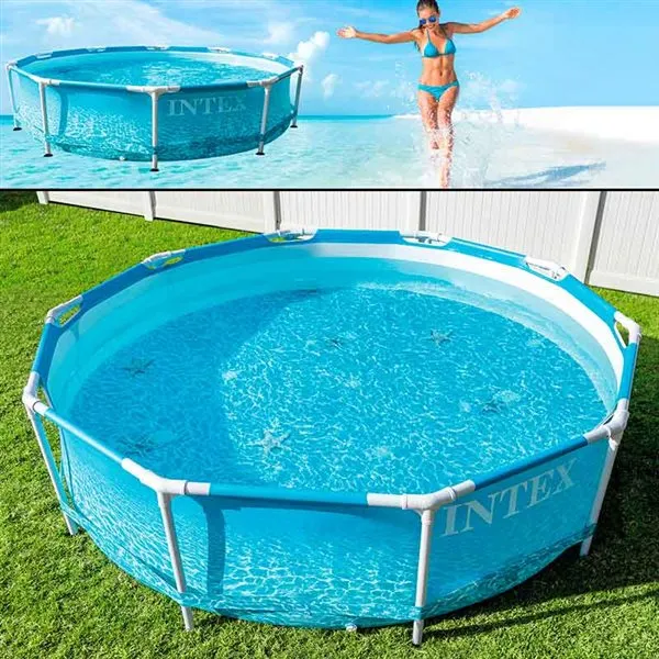 Piscina redonda Beachside Frame Intex 28206NP +6A D305x76 cm con Certificación de Seguridad