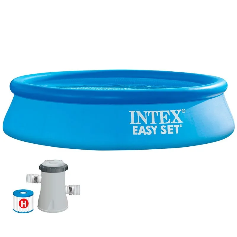 Piscina redonda hinchable Práctico Set Intex 1942L con depuradora azul Ø244x61 cm