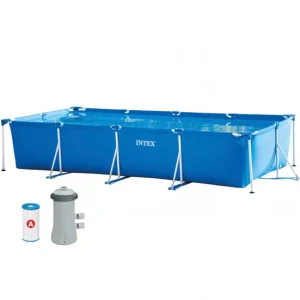 Piscina tubular rectangular con depuradora Acero Frame INTEX