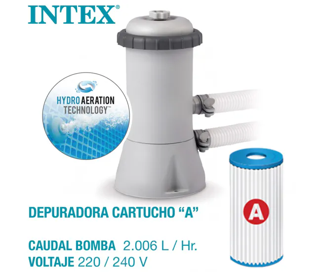 Piscina tubular rectangular con depuradora Acero Frame INTEX
