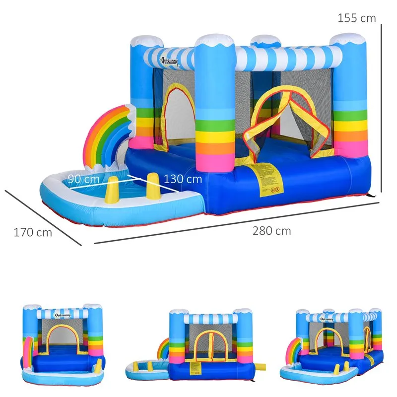 Premium de Alta Durabilidad Castillo hinchable Ousunny con piscina+inflador eléctrico +3A colorido 155x170x280 cm