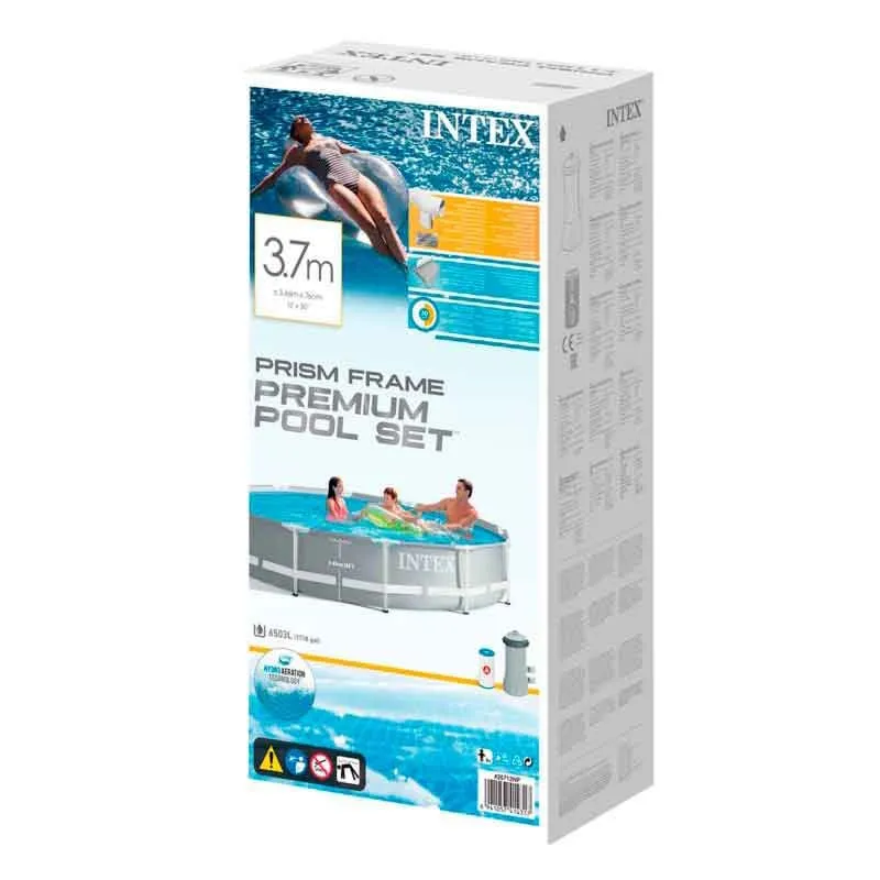 Premium de Alta Durabilidad Piscina desmontable redonda Prism Frame Intex 6503L con depuradora 2006L/h +6A gris Ø366x76 cm