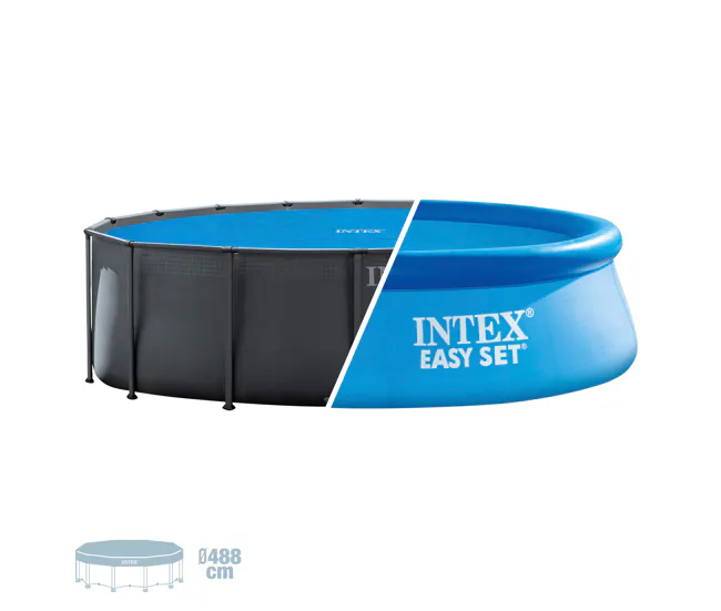 Resistente los Rayos UV Cobertor solar INTEX piscinas Práctico Set/Metal Frame Ø488 cm