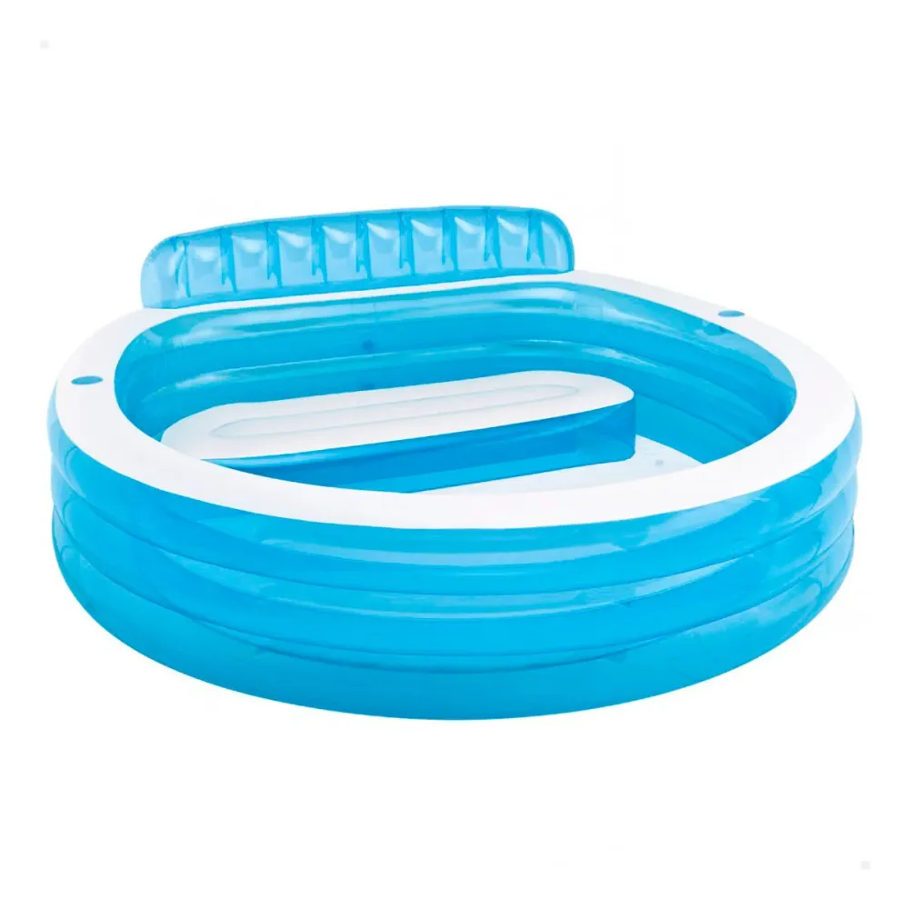 Resistente los Rayos UV Piscina hinchable Intex con sillón redonda 590L +3A blanco/azul 135x191x229 cm