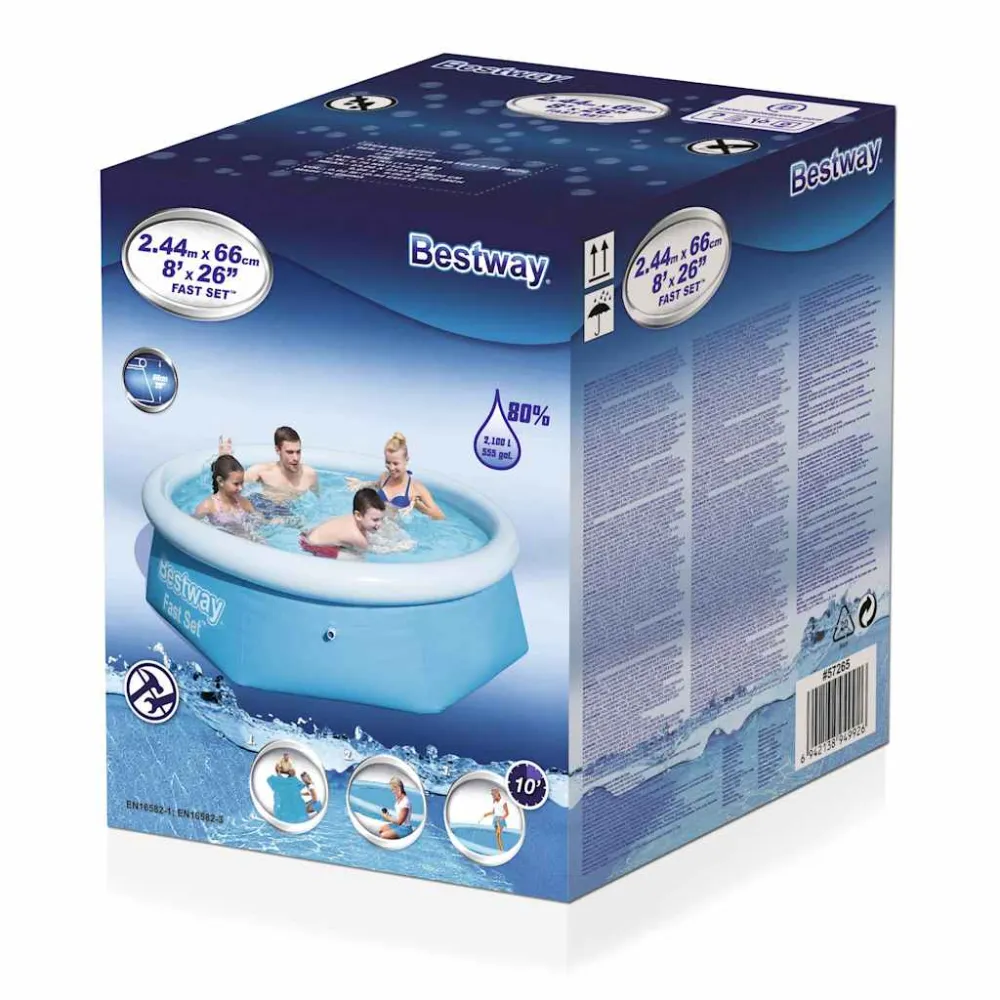 Resistente los Rayos UV Piscina hinchable Veloz Set familiar diseño redondo 2100L Ø244x66 cm