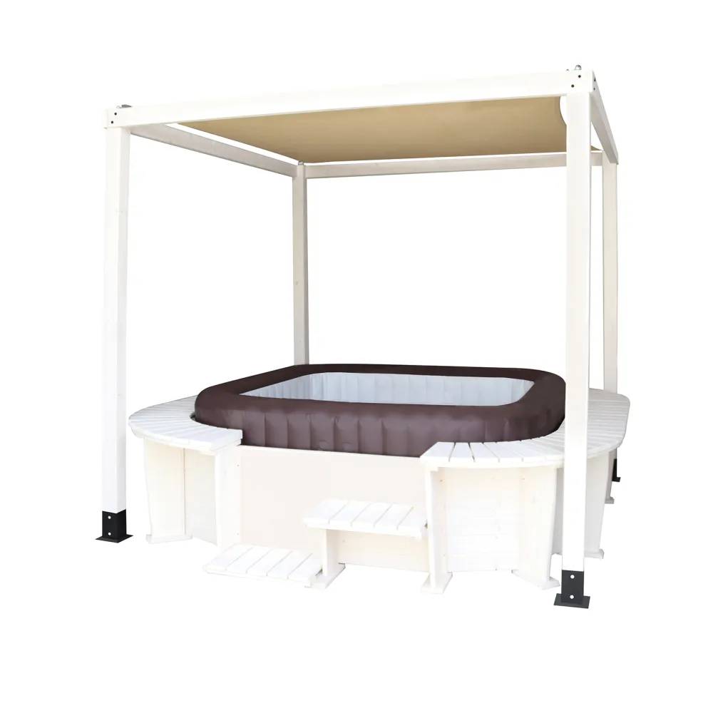 Spa hinchable con estructura de madera y pérgola k2o olympia 271x296x80 cm