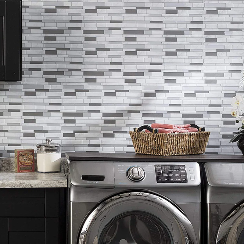 Pannelli di carta da parati stick grigio per fattoria 10,6' x 9,8" Decorazione da parete effetto mattone per cucina | Acer...