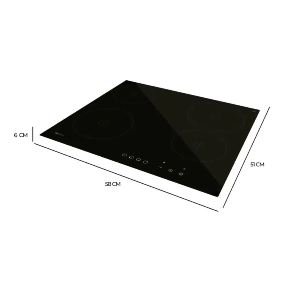 Placa vitrocerámica Cecotec Bolero Squad V 4001 4 fuegos 9 niveles 6000W negro 58 cm | Repuesto Universal
