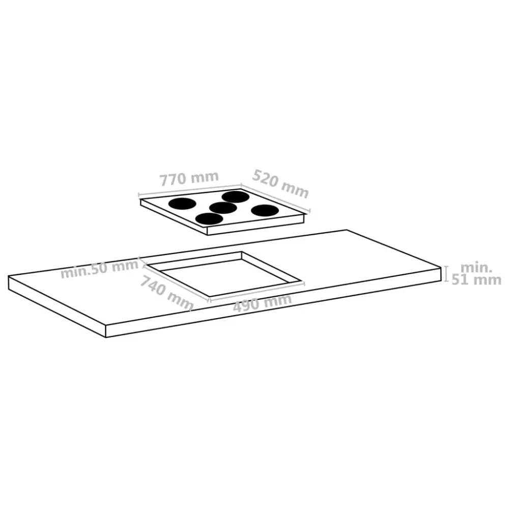 Placa vitrocerámica VidaXL 8500W 5 zonas negro 77 cm para Quemadores