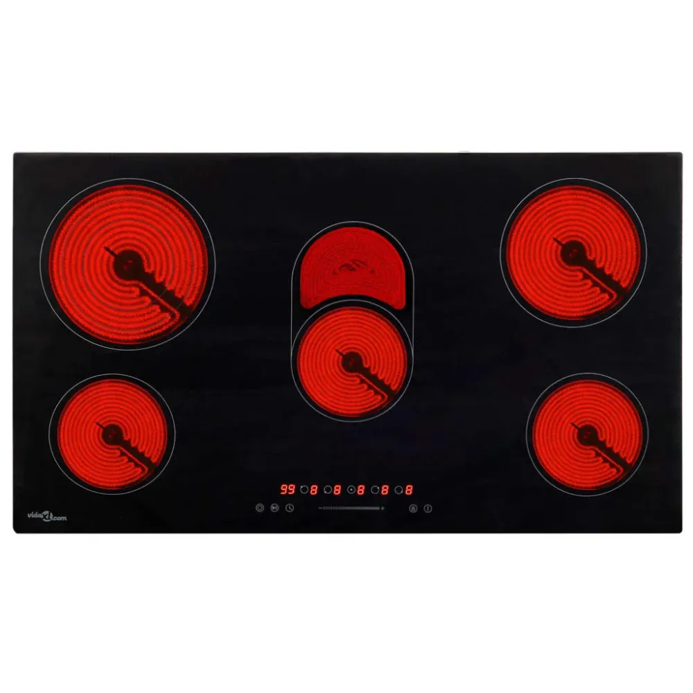 Placa vitrocerámica VidaXL 8500W 5 zonas negro 77 cm para Quemadores