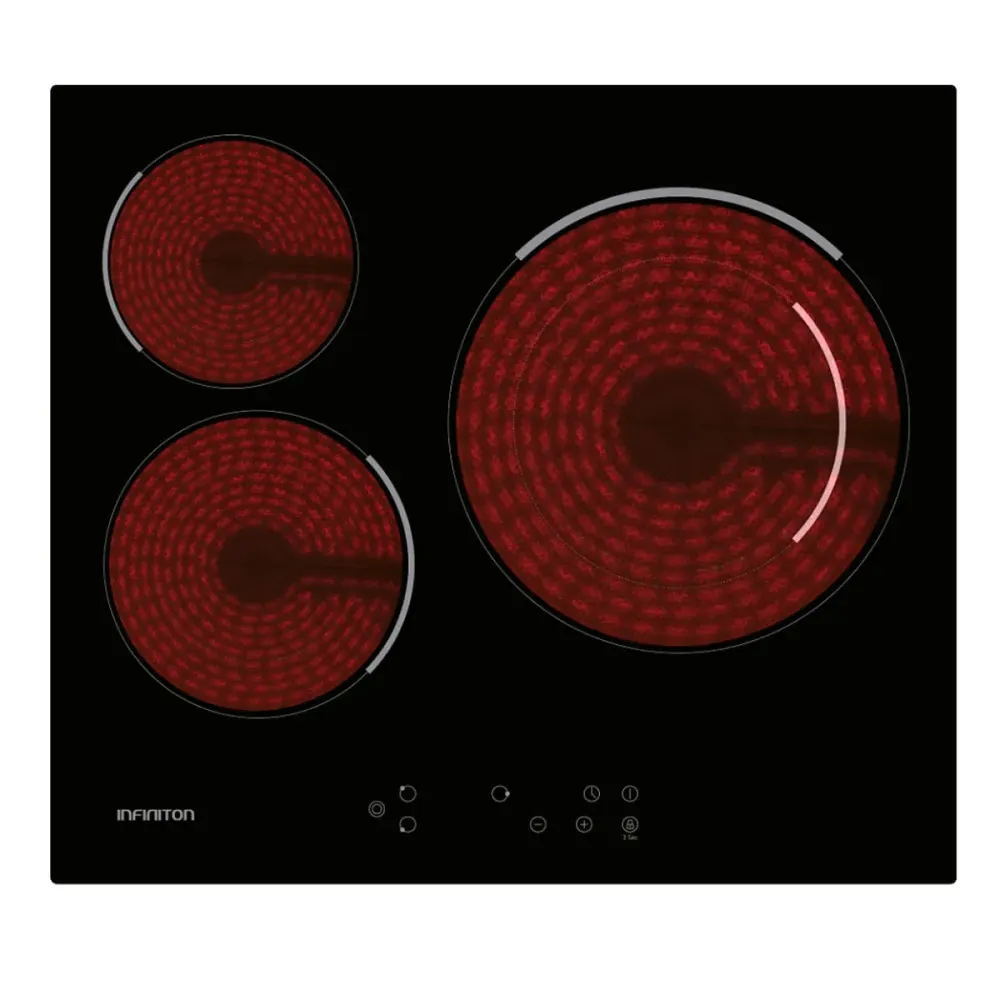 Resistente la Intemperie Placa vitrocerámica Infiniton VIT3P54W 5400W 3 zonas negro 60 cm