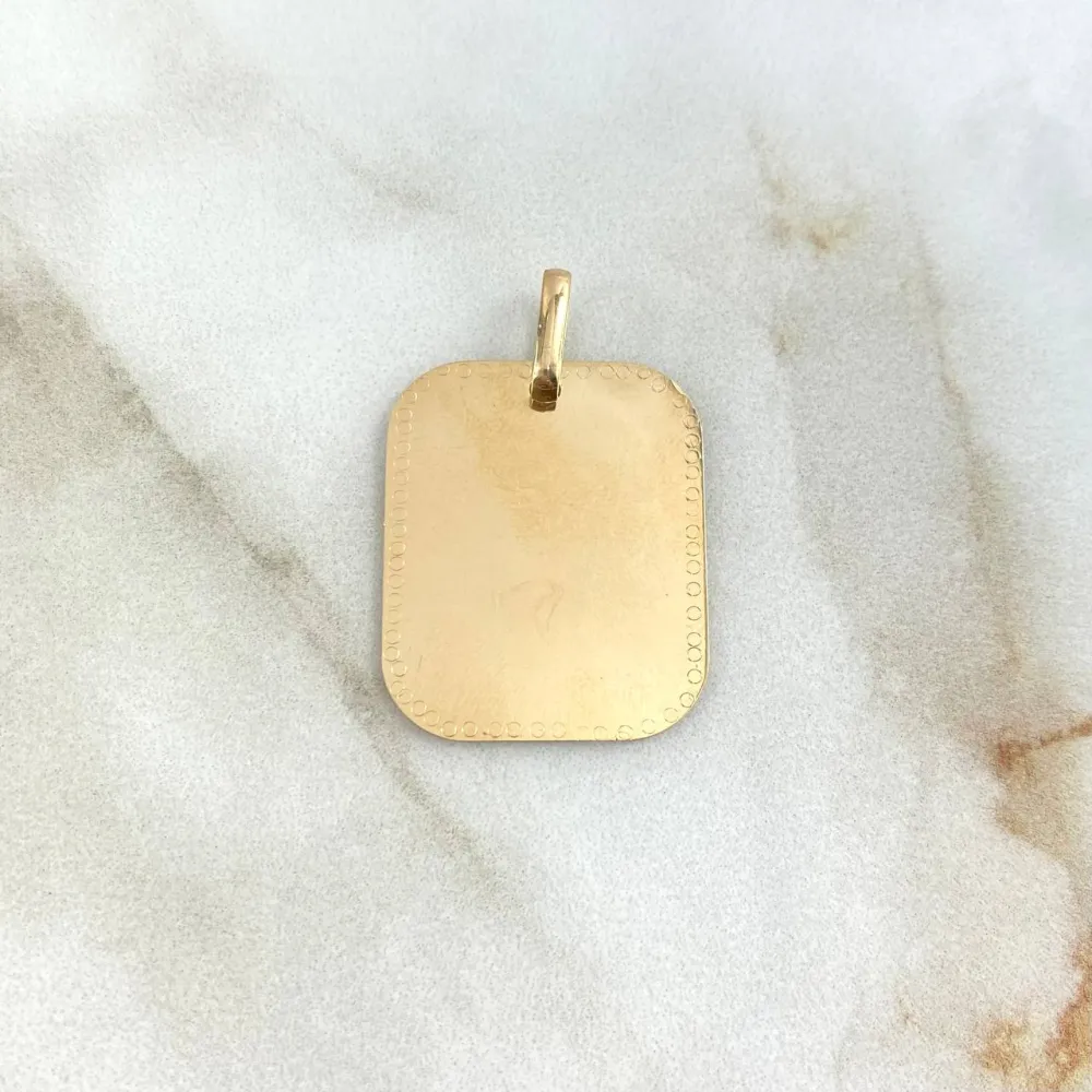 Números Reflectantes para Dije Placa Rectangular 3.1gr / 3.1cm / Bordes Curvos-Circulos Grabados Oro Amarillo