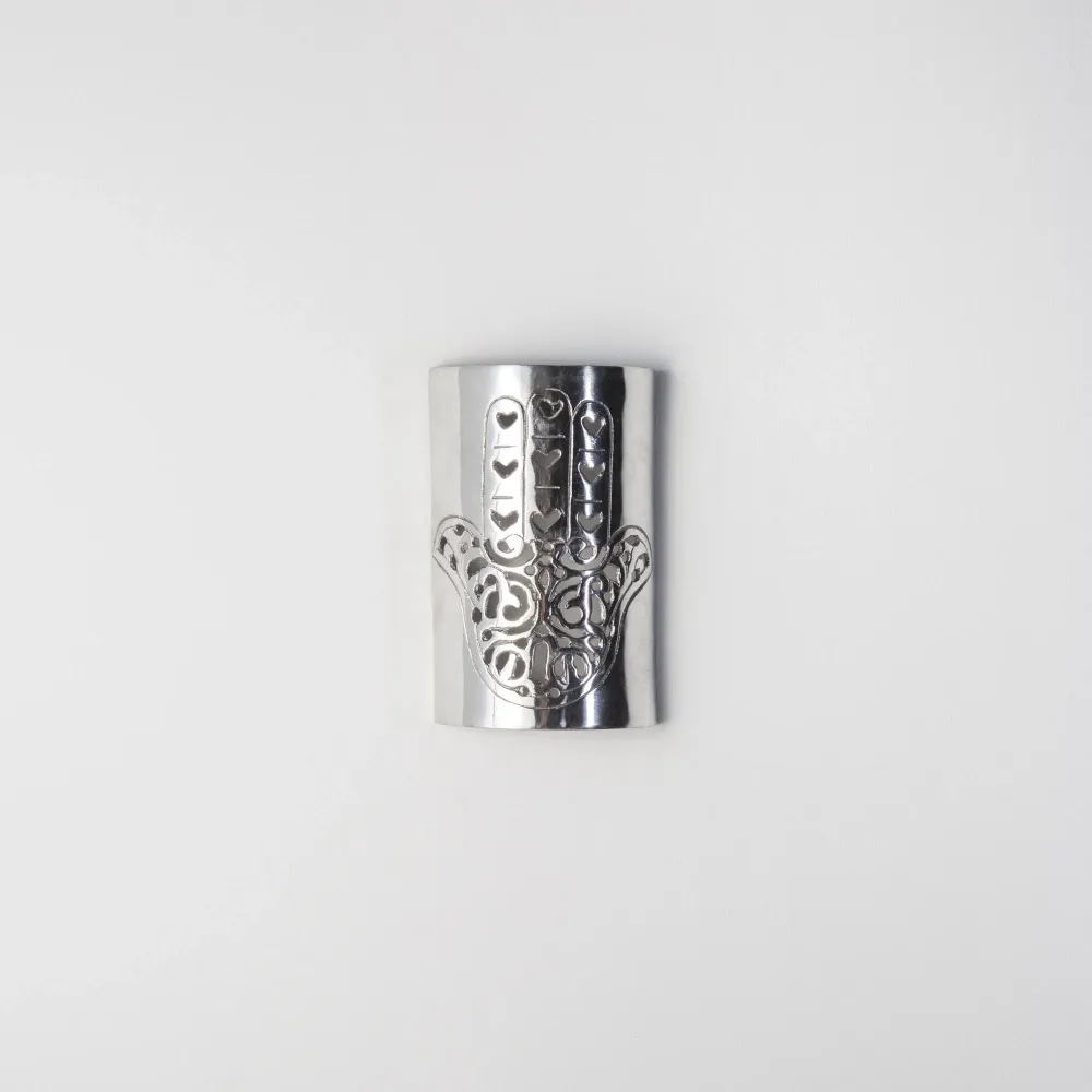 Aplique árabe de aluminio Mano de Fátima Plateado para Pared Exterior