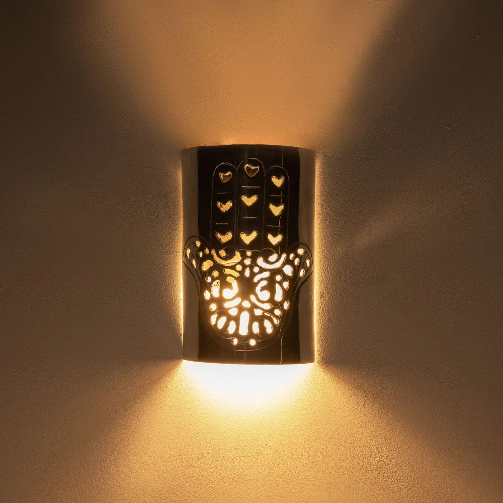 Aplique árabe de aluminio Mano de Fátima Plateado para Pared Exterior