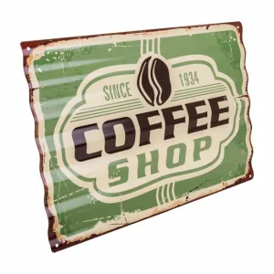 Decoración Premium para Exterior Placa de Pared Alexandra House Living Coffee Shop Hierro 59 x 1 x 40 cm