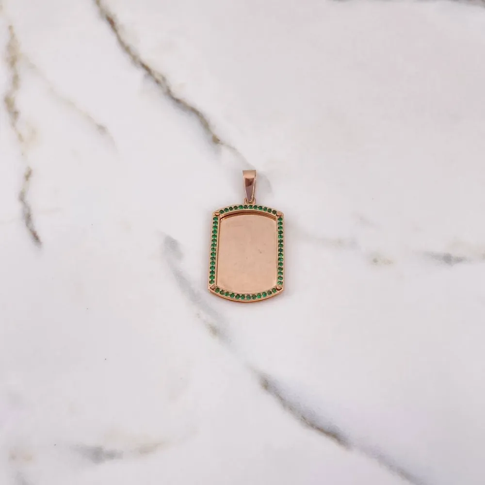 Dije Placa 11.8gr / 4.9cm / Circones Verdes Oro Rosa & para Pared Exterior