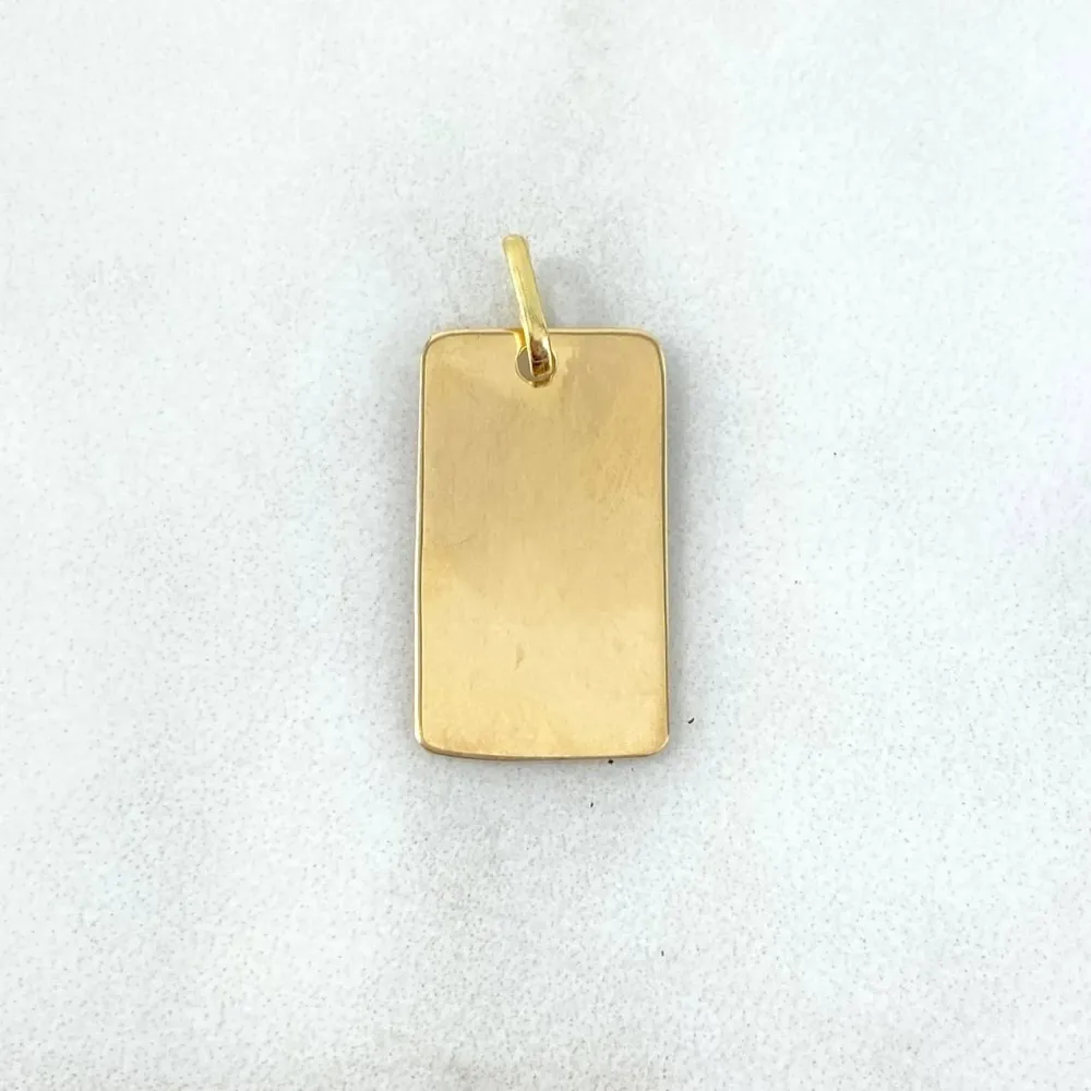 Dije Placa Rectangular 1.5gr / 2.5cm-1.1cm / Lisa Texturizada Oro Amarillo con Acabado Envejecido