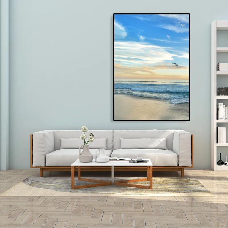 Impresión de arte de pared de estilo costero, pintura de paisaje marino de color pastel, varios tamaños con Acabado Enveje...