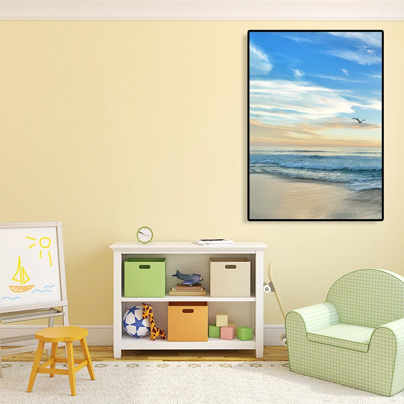 Impresión de arte de pared de estilo costero, pintura de paisaje marino de color pastel, varios tamaños con Acabado Enveje...