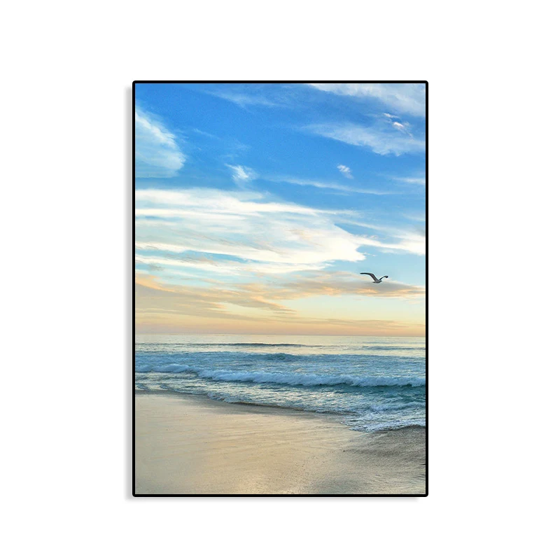 Impresión de arte de pared de estilo costero, pintura de paisaje marino de color pastel, varios tamaños con Acabado Enveje...