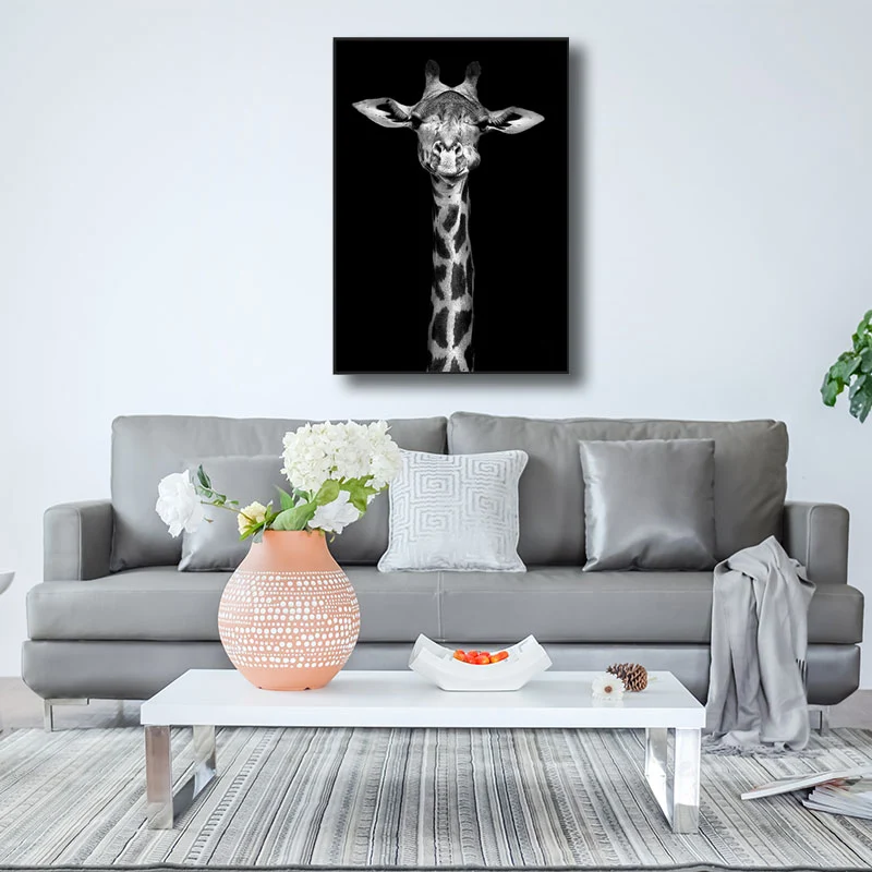 Impresión en lienzo de animales salvajes, decoración de pared con textura moderna en negro, varios tamaños Resistente los...
