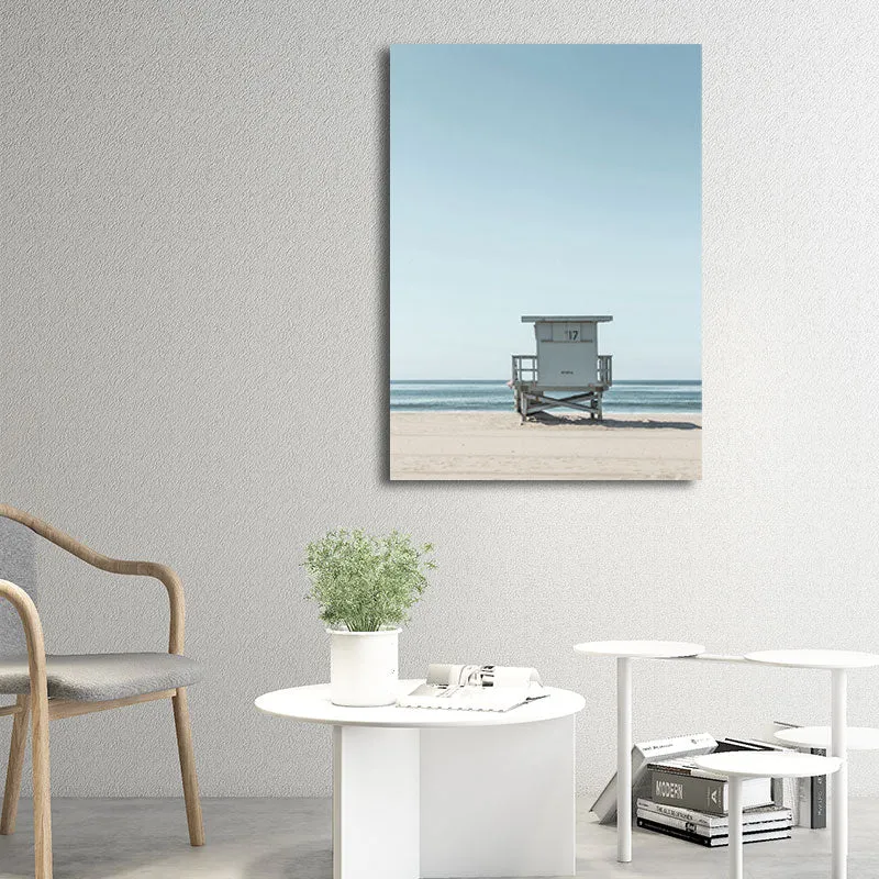 Impresión en lienzo Tropix azul preciso, silla de playa y paisaje de horizonte marino, arte de pared para habitación con D...