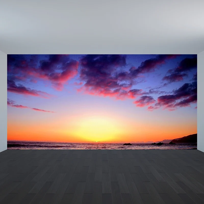 Impresionante atardecer resplandor mural papel pintado sala de estar paisaje decoración de pared, impresión personalizada...