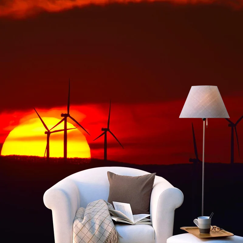 Impresionante atardecer resplandor mural papel pintado sala de estar paisaje decoración de pared, impresión personalizada...